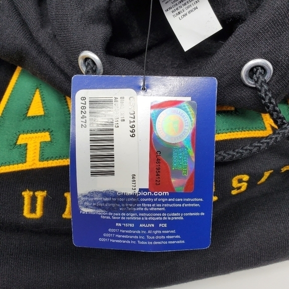 NWT CHAMPION BAYLOR UNIVERSITY BLACK HOODIE SWEATSHIRT UNISEX SMALL GREEN YELLOW - Picture 11 of 13